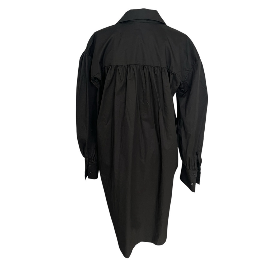 MONICA NERA Long Sleeve Poplin Button Front Shirt Dress Pockets Black Size Small - Picture 14 of 14